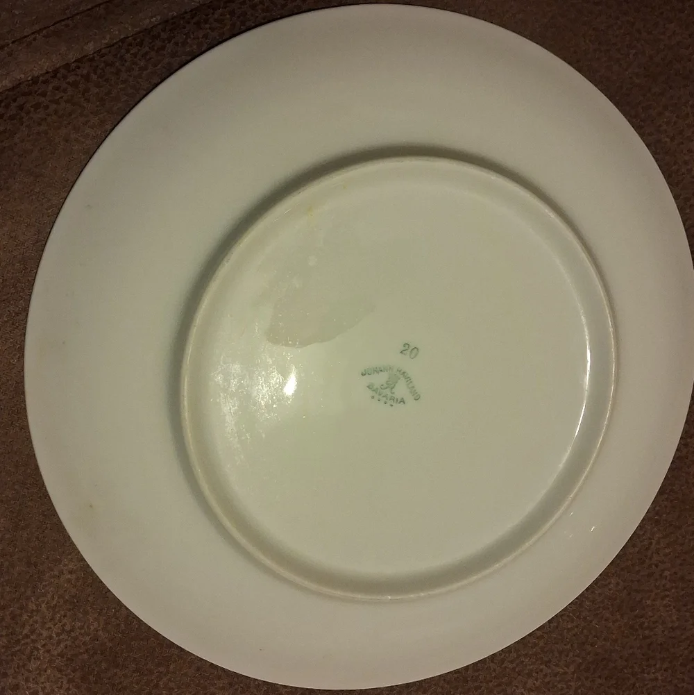 Rare Johann Haviland Bavaria Porcelain Plates Featuring A Whimsical Drawing